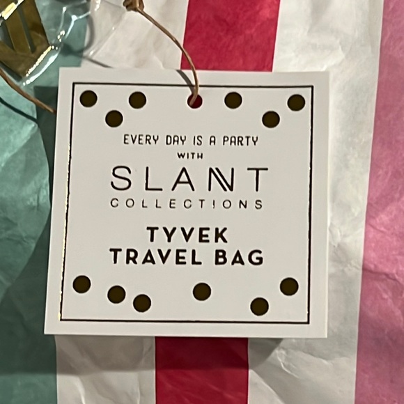 Slant rainbow stripes Tyvek travel bag with wristlet detachable clasp - NWT - Picture 6 of 11